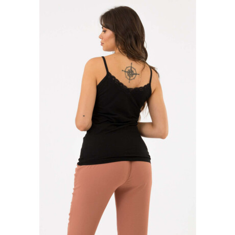 Musculosa con puntilla Negro