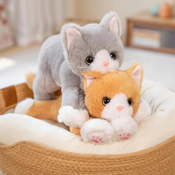 Peluche Gato Muñeco Decorativo Realista Regalo Niños Variante Color Gris