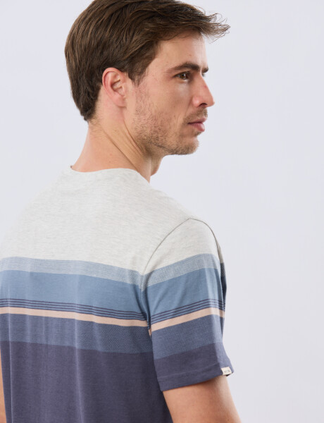 REMERA RAYADA DE ALGODÓN Azul