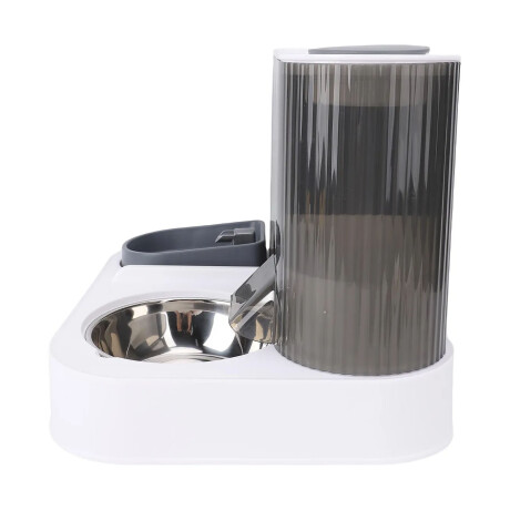 Dispensador De Agua/Comida 2en1 Para Mascotas Bowl de Acero Gris