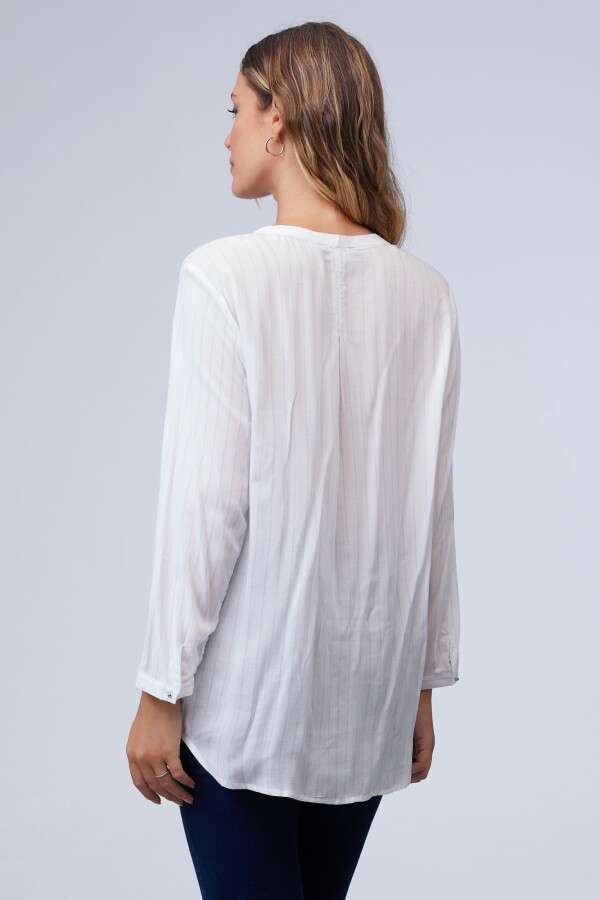 Blusa Lineas Botones BLANCO/AZUL