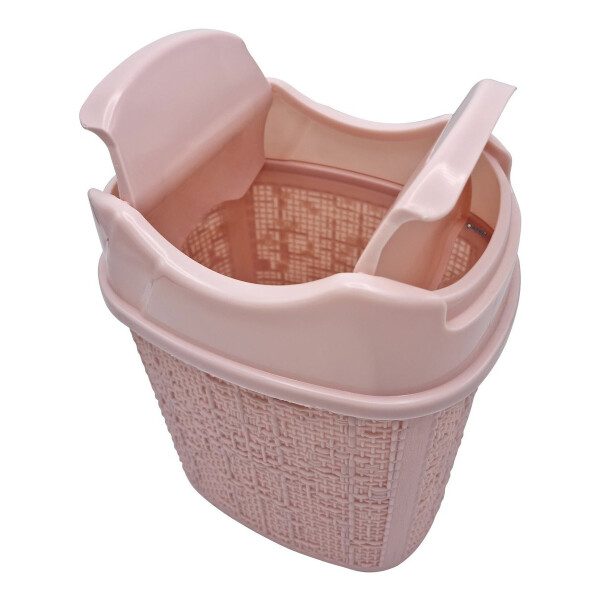 Papelera Con Pedal Rossignol - Diseño Flores Blanco, 14 Litros, Acero Inoxidable, 33,5x27,5x40,5 Cm - Para Cocina O Baño