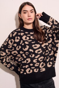 Sweater Animal Print Negro