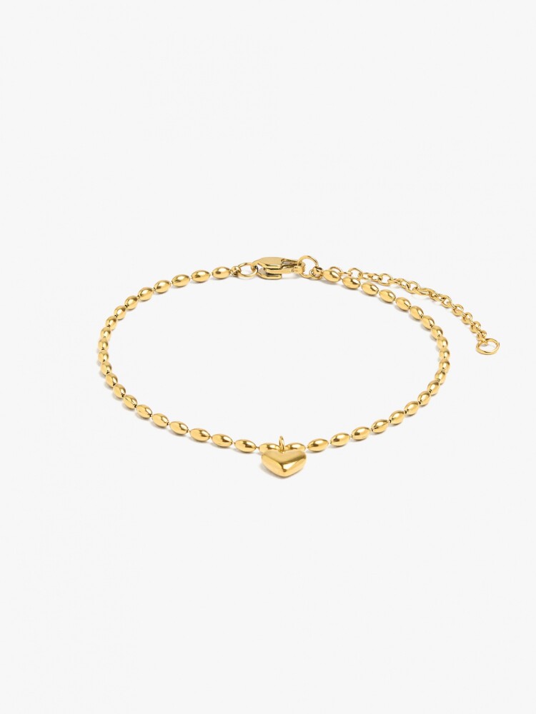 Pulsera Bicolor Colgante De Corazón - Acero Inoxidable dorado