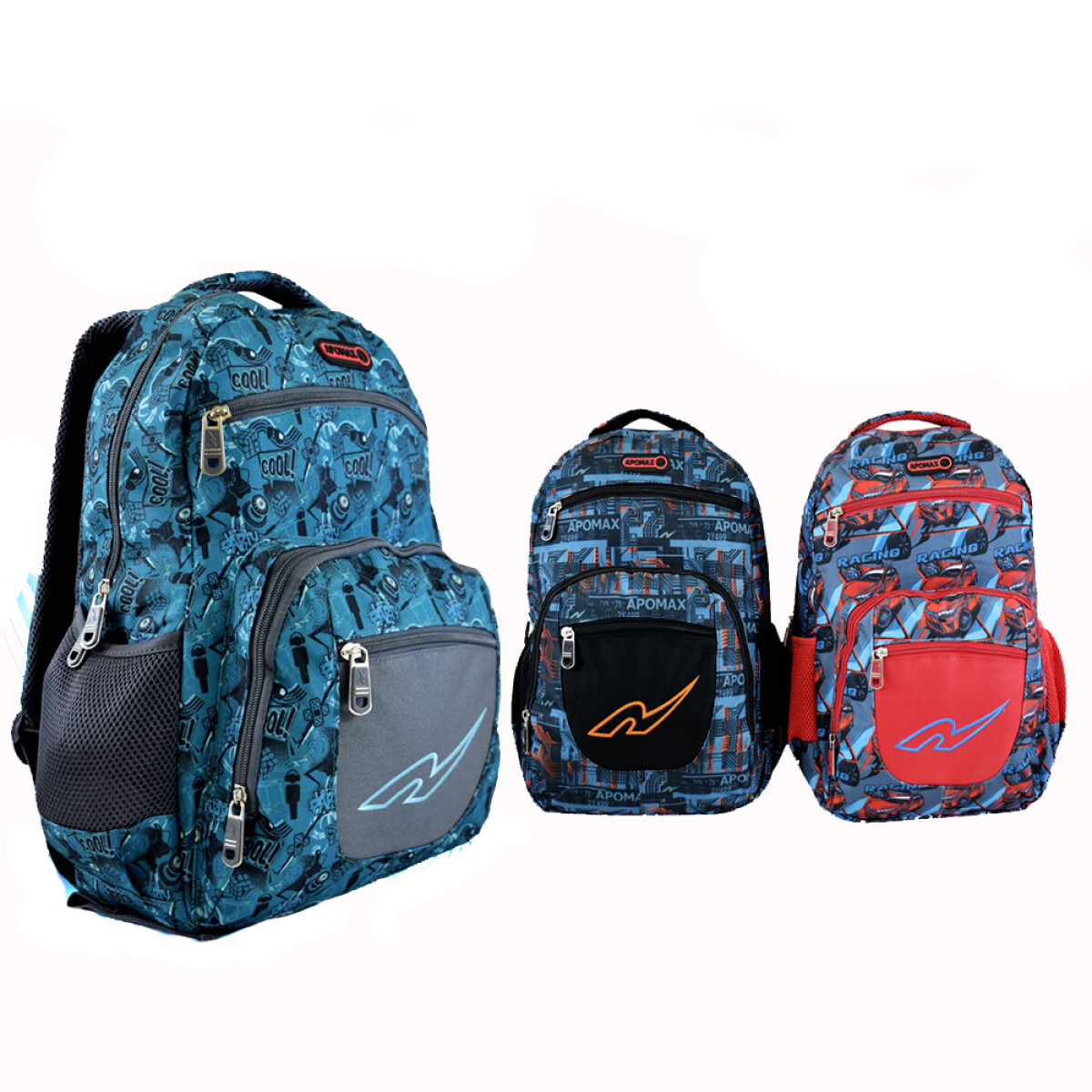 Mochila Apomax Estampada 17" - Gris 