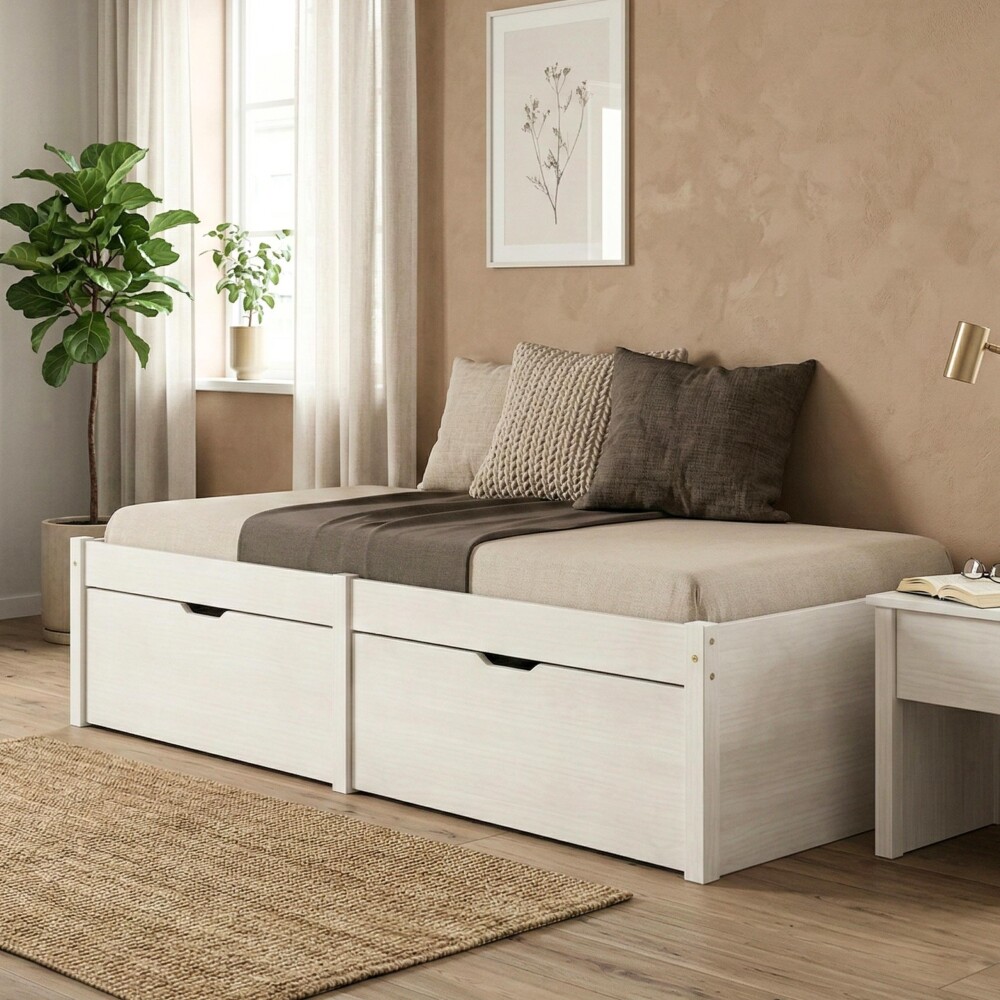 Cama 1 plaza 2 Cajones Beauty - Funcional Blanco