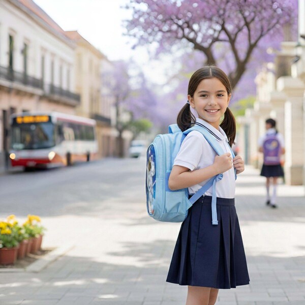 Mochila Escolar Infantil Reforzada Niños 33x24Cm Astronauta Color Azul