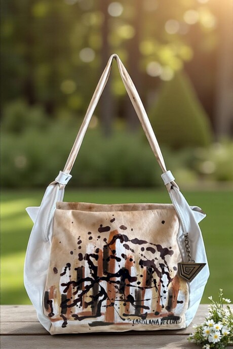 Cartera ROMI Blanca Y Natu Con Arte Cartera ROMI Blanca Y Natu Con Arte