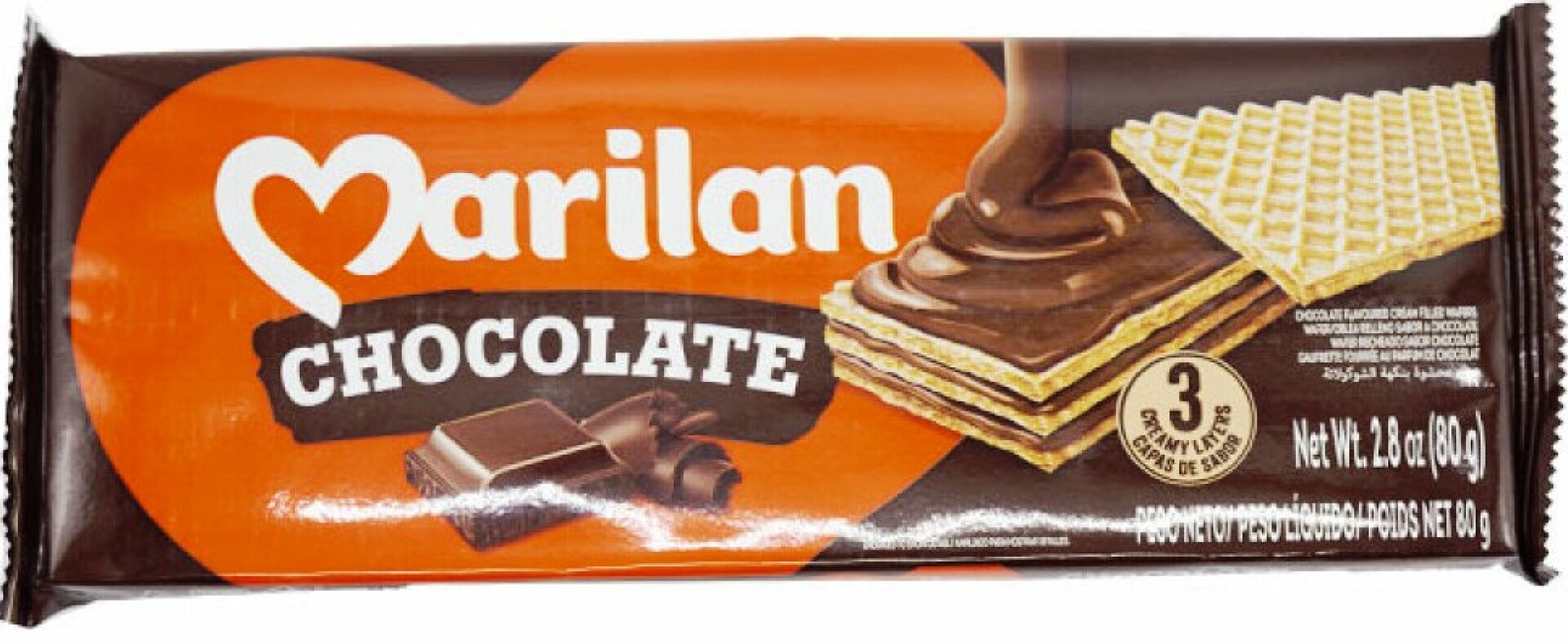 Waffle relleno de chocolate Marilan 70g 