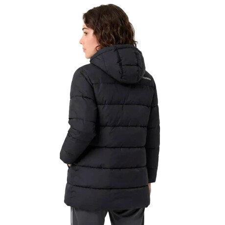 Campera Topper Dama Puffer C/Capucha Cuello Alto Negro