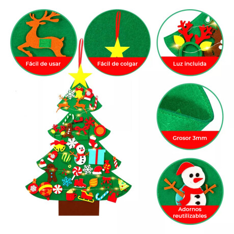Árbol De Navidad De Fieltro 110cm Decoración 40 Pcs Árbol De Navidad De Fieltro 110cm Decoración 40 Pcs
