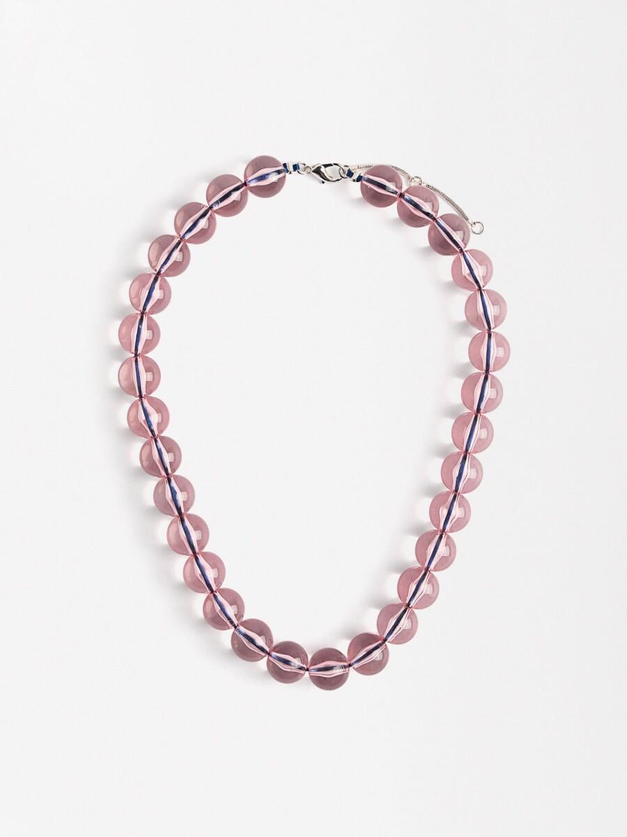 Collar De Cuentas Transparente rosa
