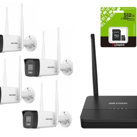 Combo Hikvision Nvs Wifi 6 + 4 Camaras Bullet 2MP + Microds 512GB 001