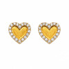 Caravanas Zira de Oro Amarillo 18k con Circonias en forma de corazón Caravanas Zira de Oro Amarillo 18k con Circonias en forma de corazón