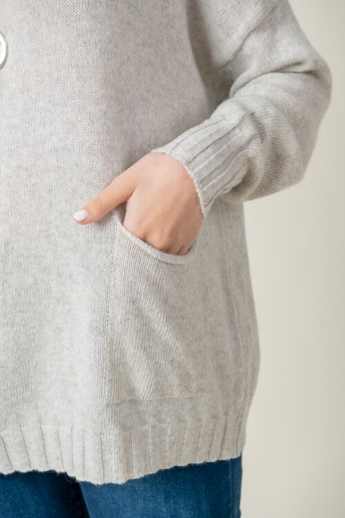 Sweater lana con bolsillos Gris