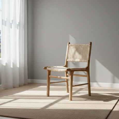 SILLA DE COMEDOR RATTAN-Y-MADERA NATURAL-BEIGE MILOS