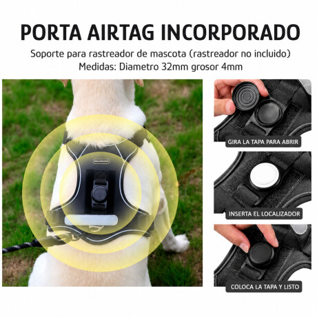 Arnés Perro Con Correa Soporte Rastreador Reflectivo Negro