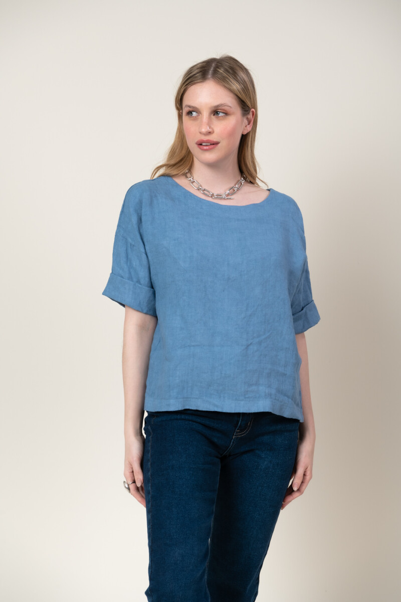 Blusa en lino manga corta - Aero 