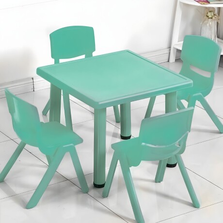 Mesa Cuadrada de Plástico y Metal para Niños 60x60cm Verde claro