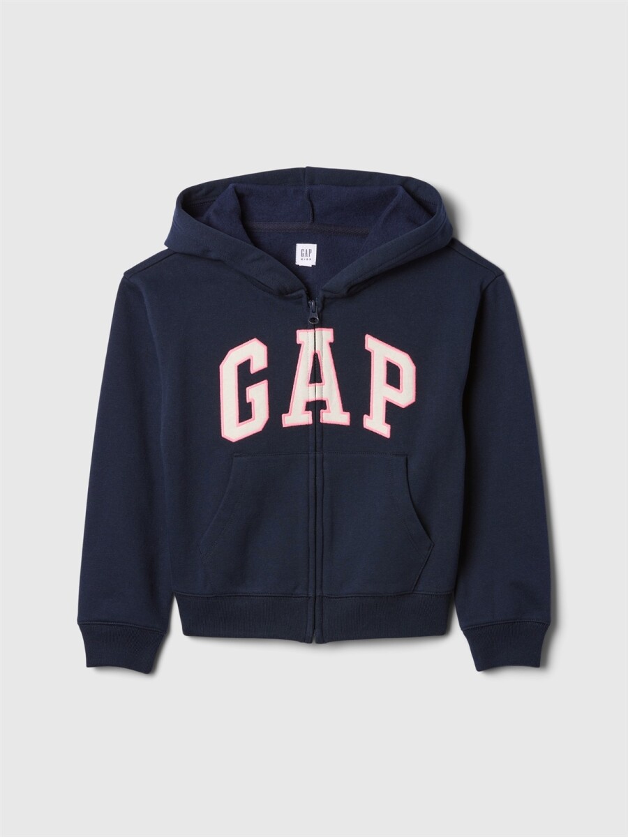 Buzo Canguro Con Cierre Logo Gap Con Felpa Niña - Tapestry Navy 