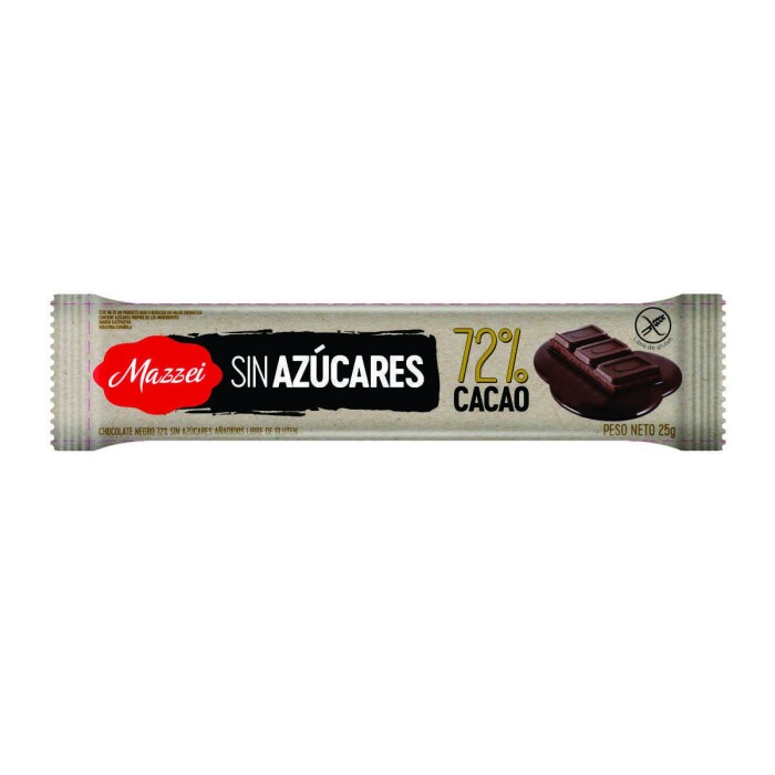 MAZZEI CHOCOLATIN 72% CACAO 25 GR UNID. única