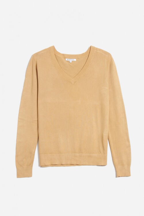 Sweater escote en V liso KHAKI