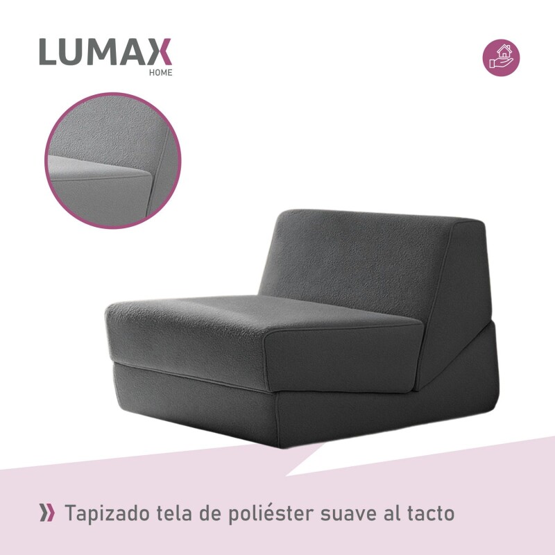 Sillón Sofá Plegable Lumax Modelo Lahti en caja Compactado Gris Oscuro