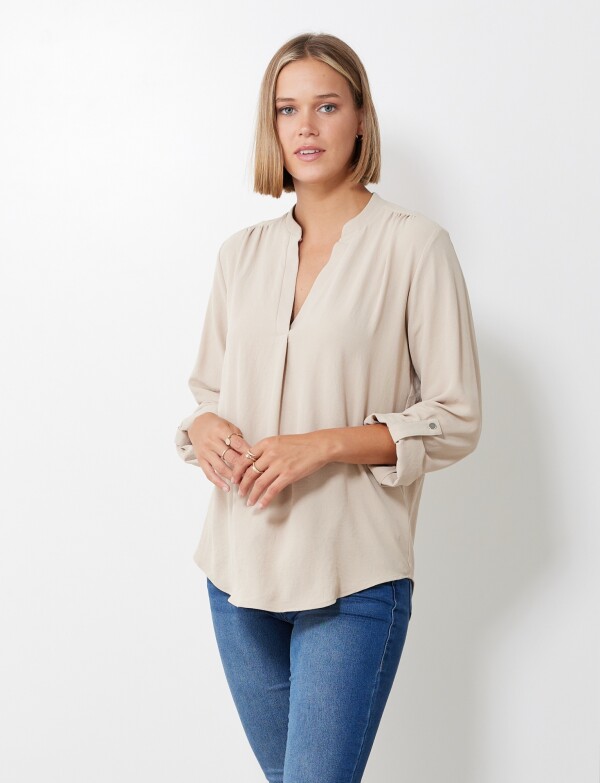Blusa Escote V BEIGE