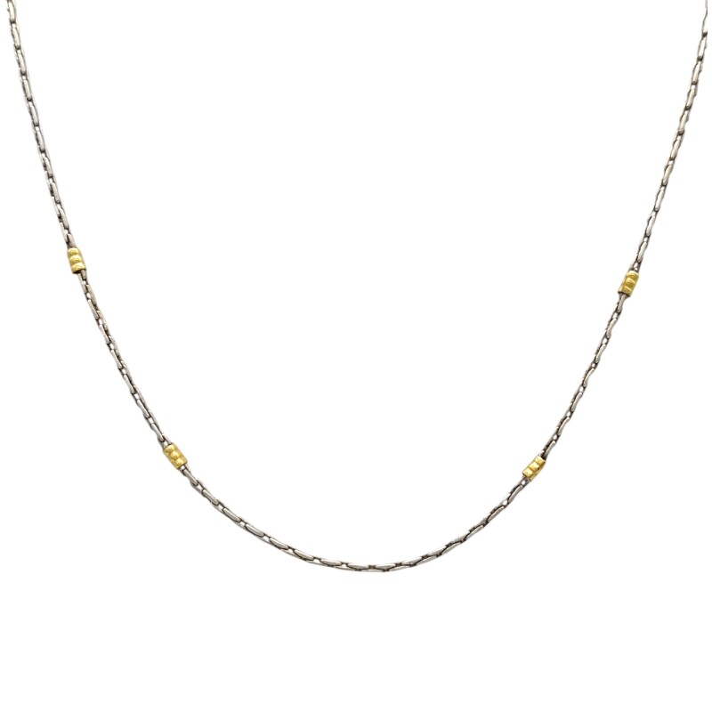 Cadena Eslabón avena- Plata y Oro-Sin piedra-CD5049 sinpiedra