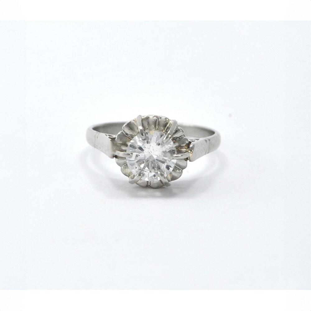 Anillo Solitario Platino Y Oro 18K Blanco Con Bte 1.07 Ct Anillo Solitario Platino Y Oro 18K Blanco Con Bte 1.07 Ct