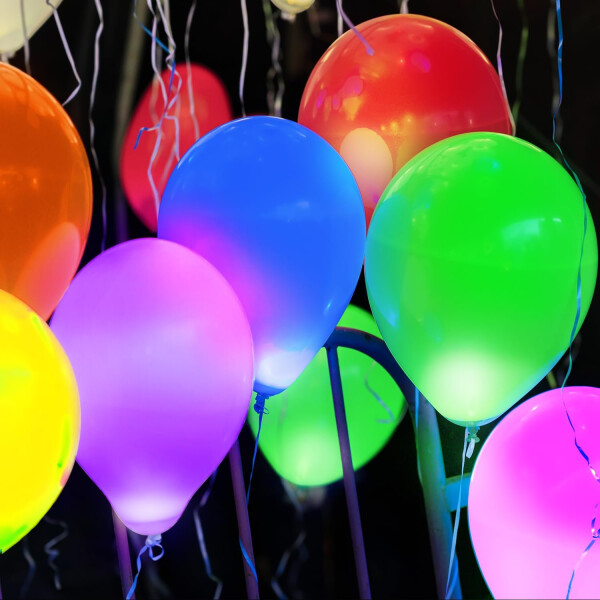 Set Globos Luces Led x5 Decoración Luminoso Fiestas Cotillon Variante Diseño Fluor