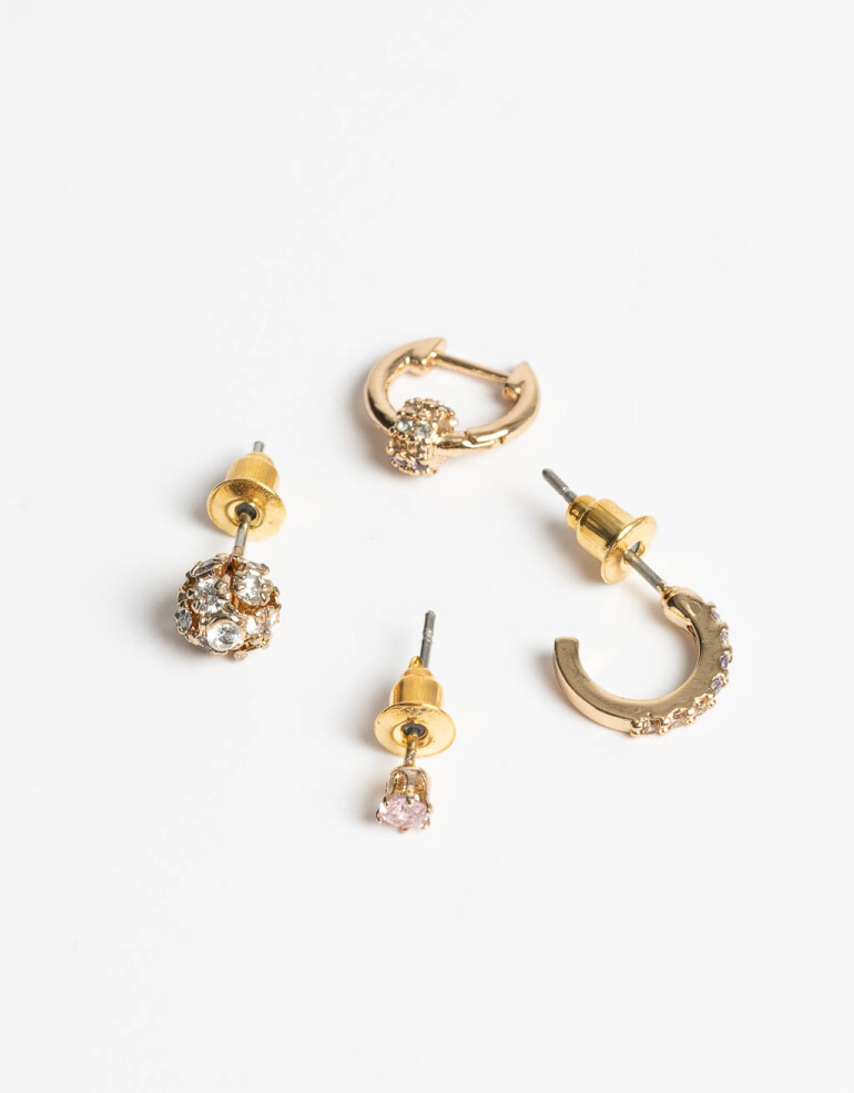 Aros Sets Strass Set De Aros Con Cubic - Dorado