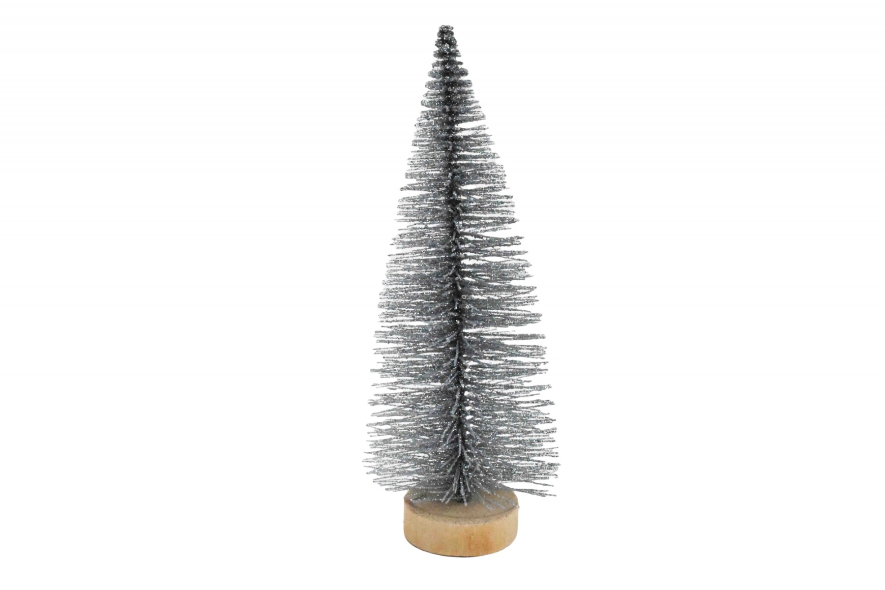 ARBOL NAVIDEÑO BASE MADERA PLATEADO 15X3.5CM 24924 Q200 