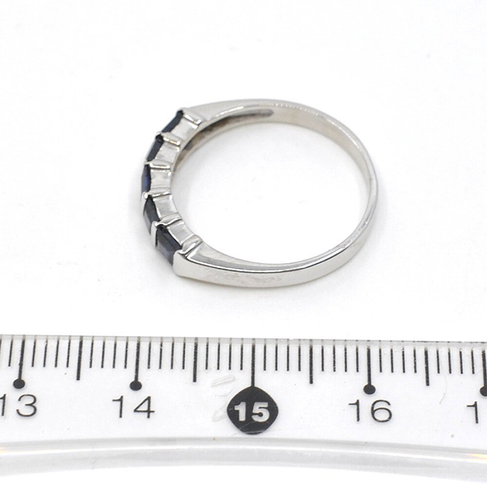 Anillo En Oro 18K Blanco Y Zafiros Carre Anillo En Oro 18K Blanco Y Zafiros Carre
