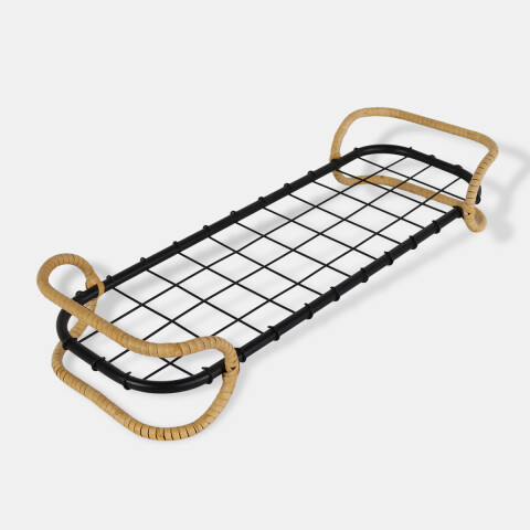 BANDEJA METAL NEGRO C/MANIJA 49.5X16CM Unica