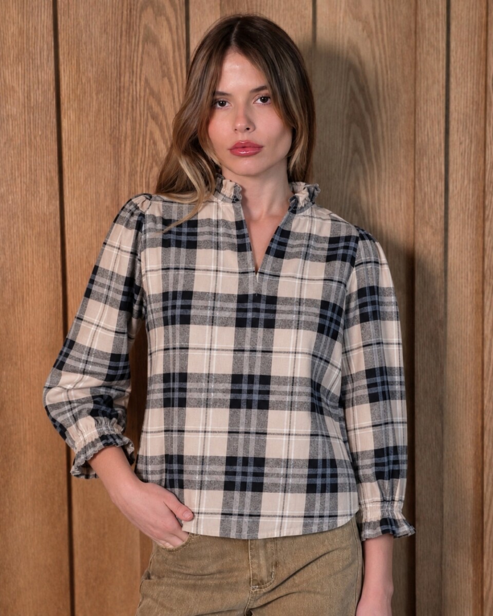 Blusa Copenhague - Escosés Charcoal 