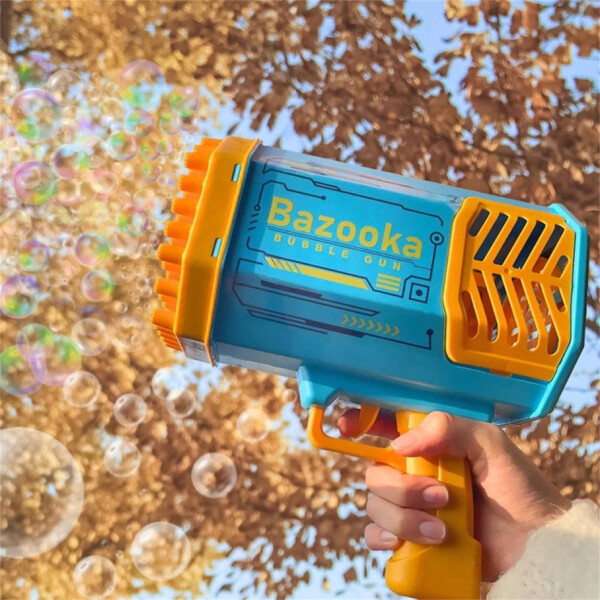 Pistola Burbujas Bazooka X69 Disparadores Recargable Juguete Variante Color Azul