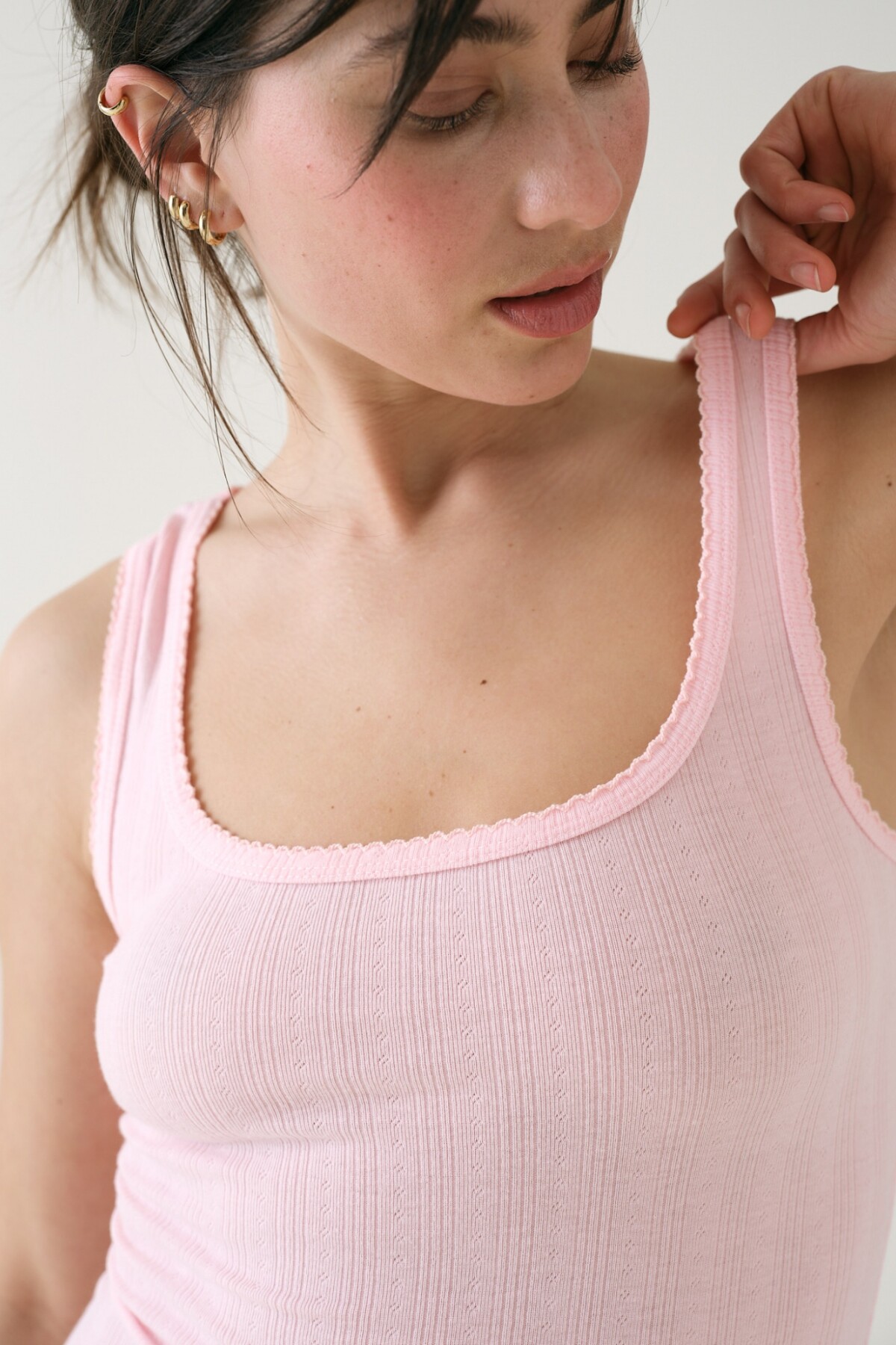 Musculosa Pointelle Rosado