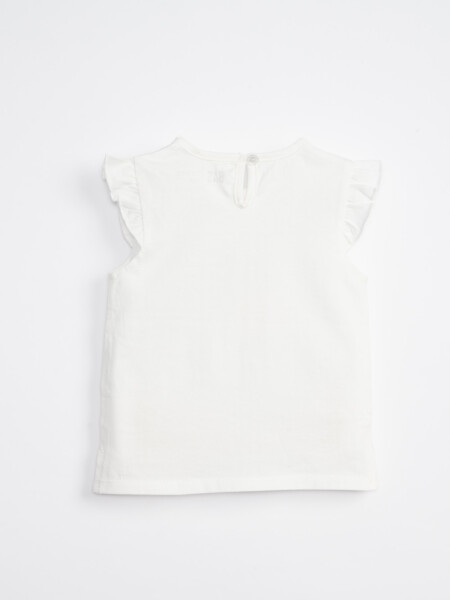 Camiseta sin manga volados Estampa Summer Blanca