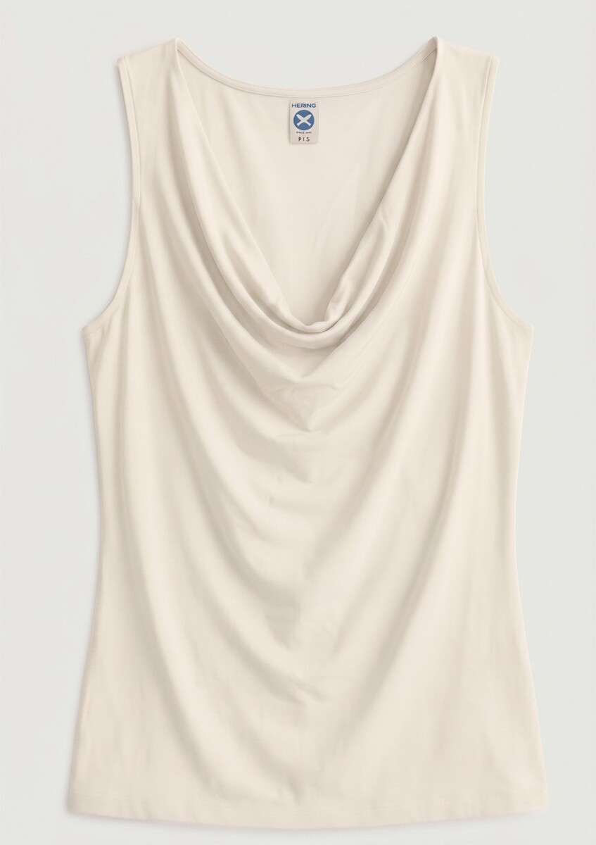 MUSCULOSA CON CUELLO DRAPEADO - BEIGE 