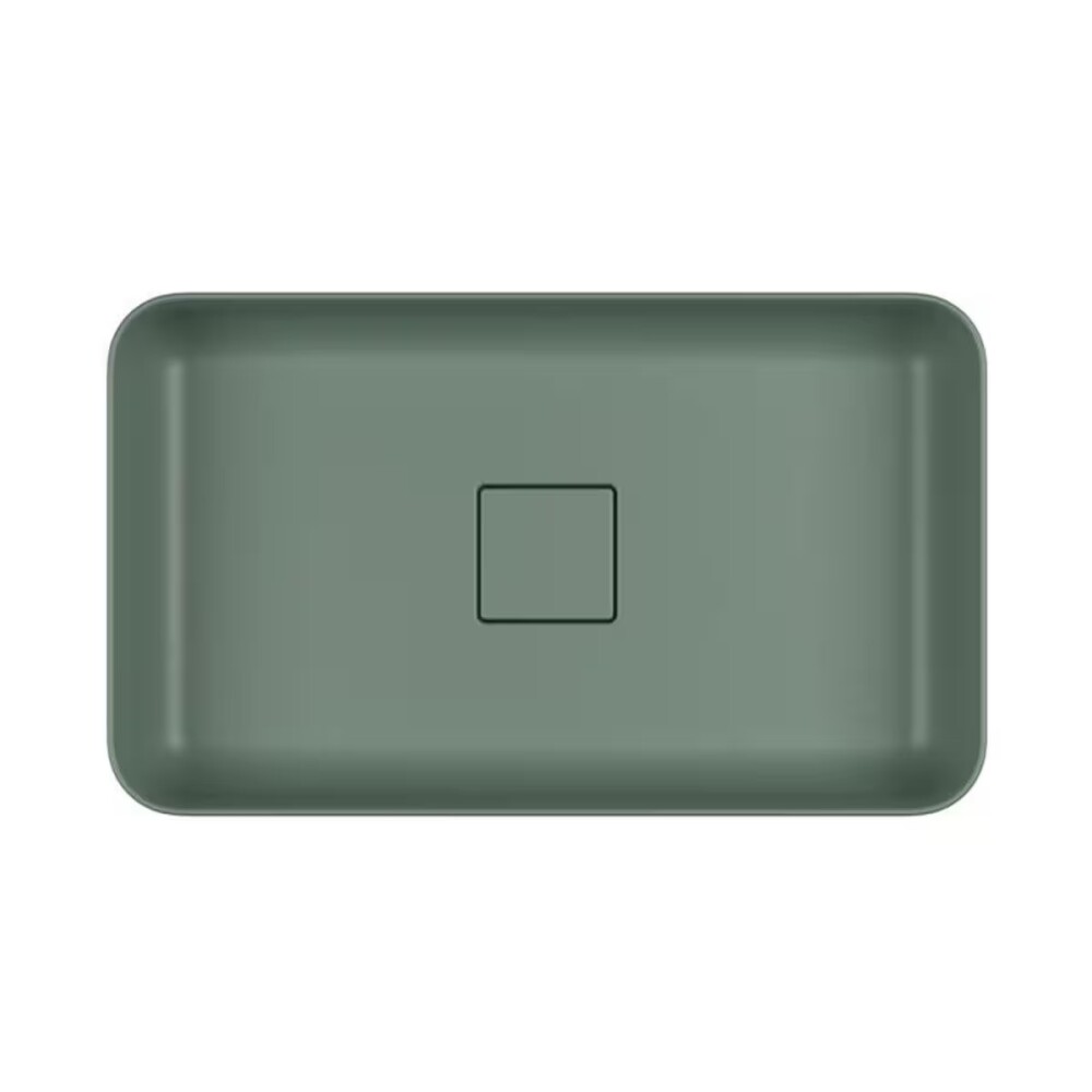 Bacha de apoyo rectangular 50x30 cm verde salvia Mate Deca Bacha De Apoyo Rectangular 50x30 Cm Verde Salvia Mate Deca