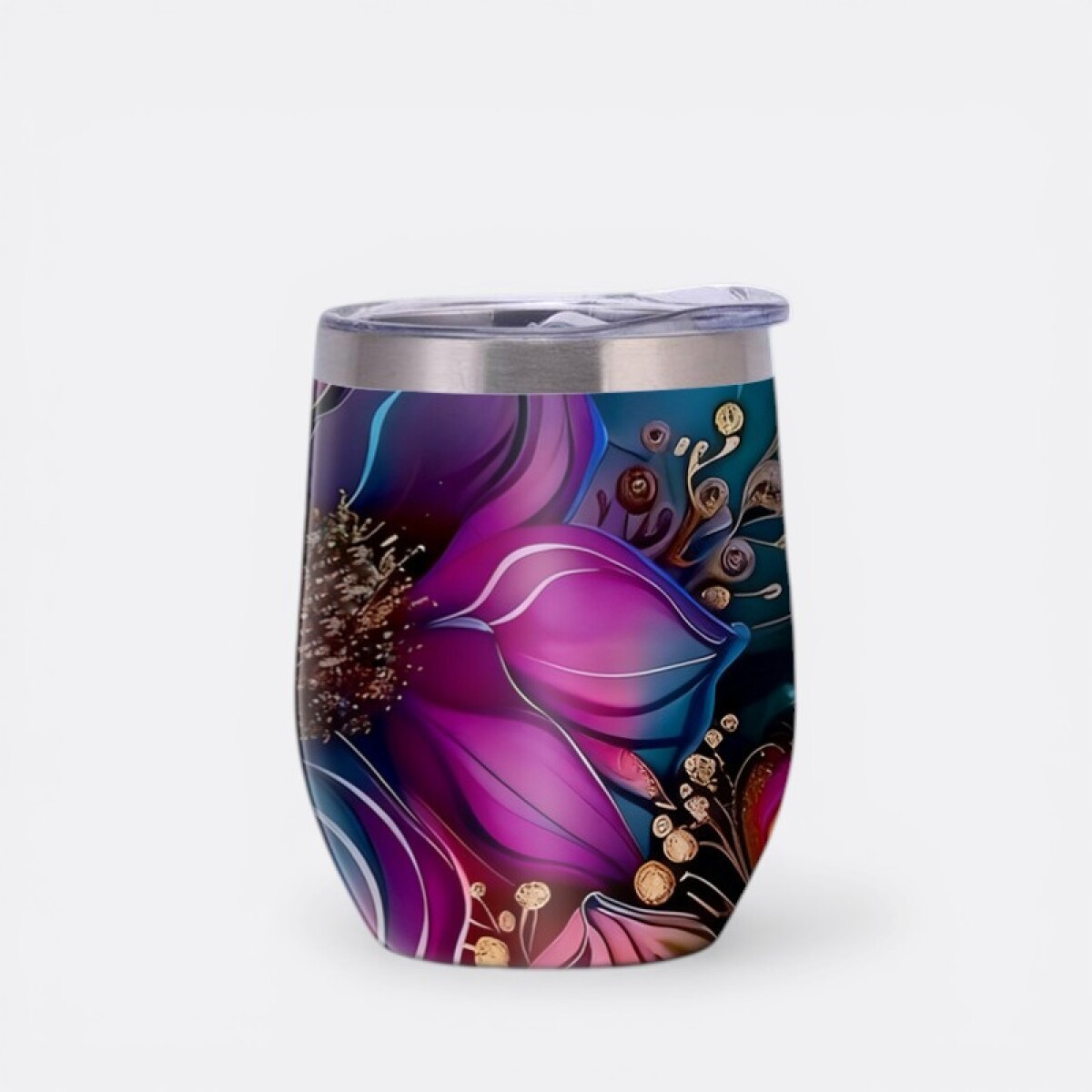 Mate Diseño Floral Colorido Aluminio - Fucsia 