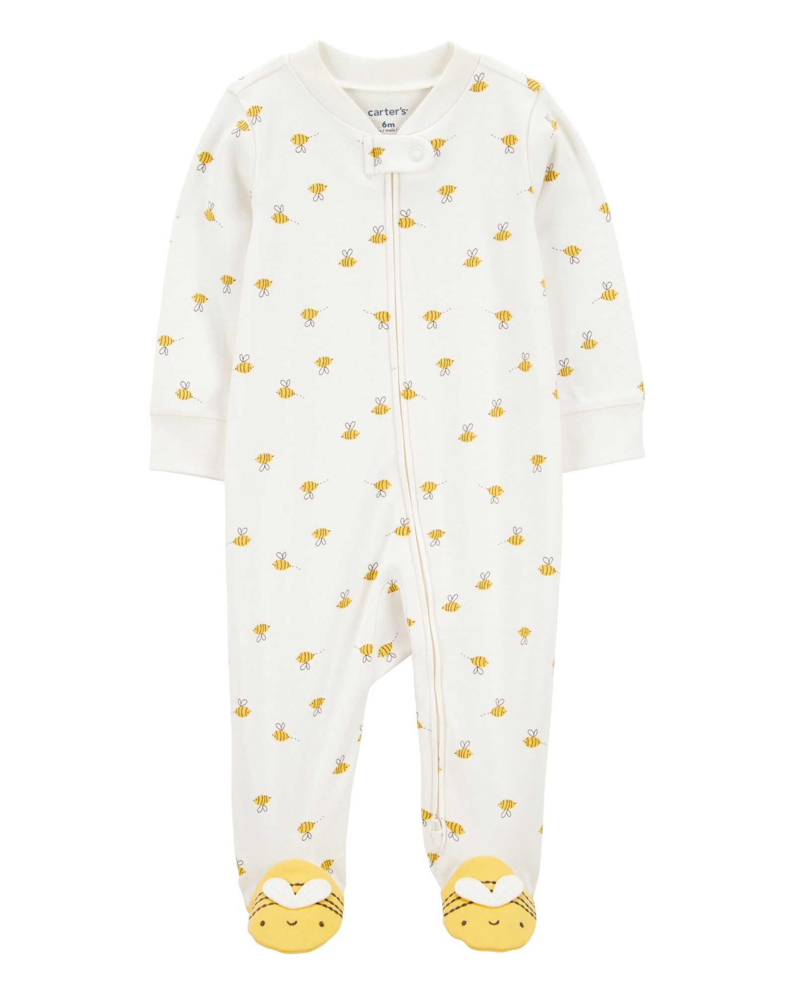 Pijama una pieza de algodón, con pie, diseño abejas Sin color