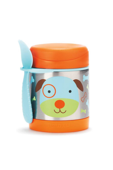 Tupper de acero inoxidable con cubierto, diseño perro Sin color