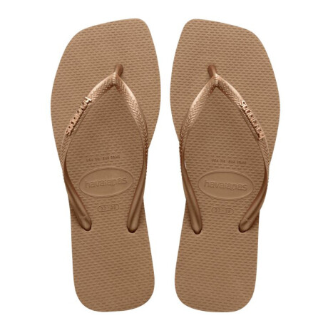 Sandalia de Mujer Havaianas Slim Square Logo Rosa - Dorado