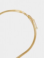 Collar Doble Con Cadena De Serpiente Con Cristal - Acero Inoxidable dorado