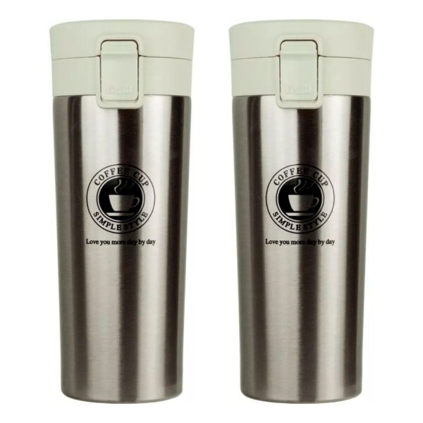 Pack X5 Vaso Taza Térmico Botella 380ml Abre Facil Cafe Te Color Variante Gris