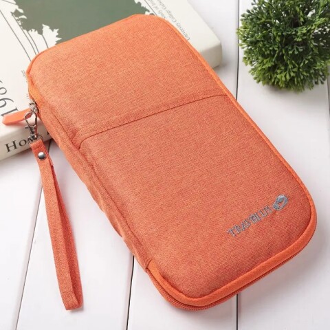 Porta documentos para pasaporte viaje naranja