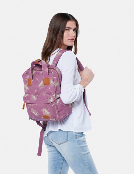 MOCHILA DE LONA ESTAMPADA Rosado
