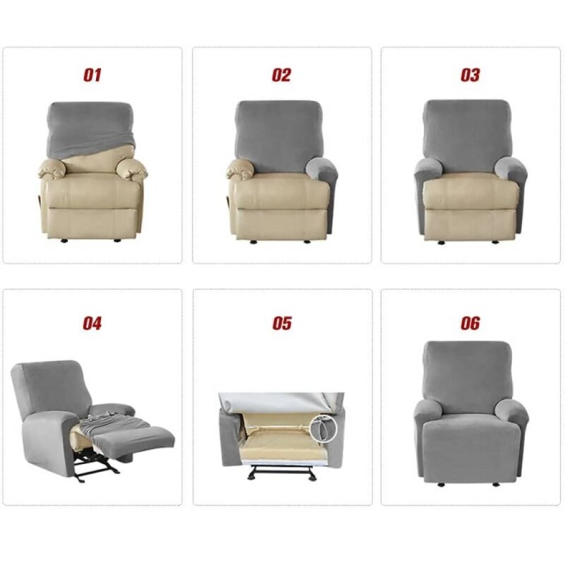 Funda sillón reclinable 1 cuerpo lisa gris claro